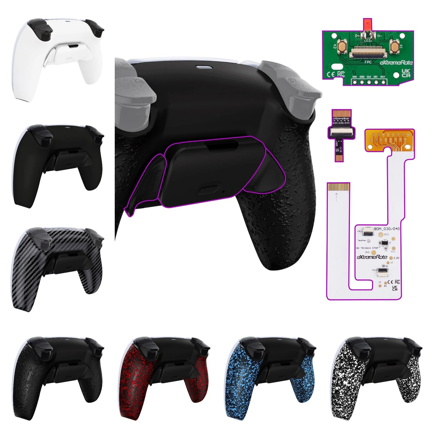 eXtremeRate Back Paddles Programable RISE V3 Remap Kit for ps5 Controller BDM-030/040/050, Upgrade Board Back Shell Back Button