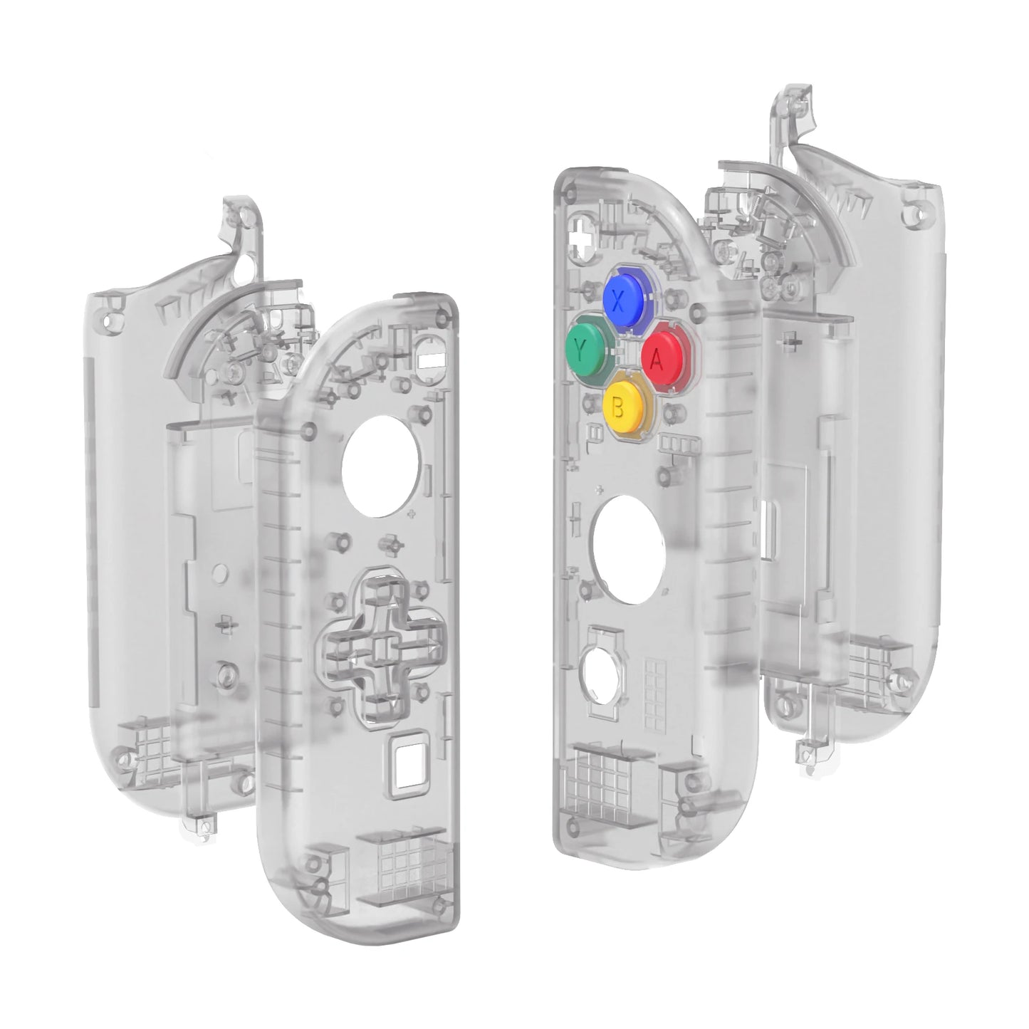 eXtremeRate Switch Gamepad Replacement Case Transparent Shell Cover for Nintend Switch NS JoyCon & NS OLED JoyCon - Clear Black