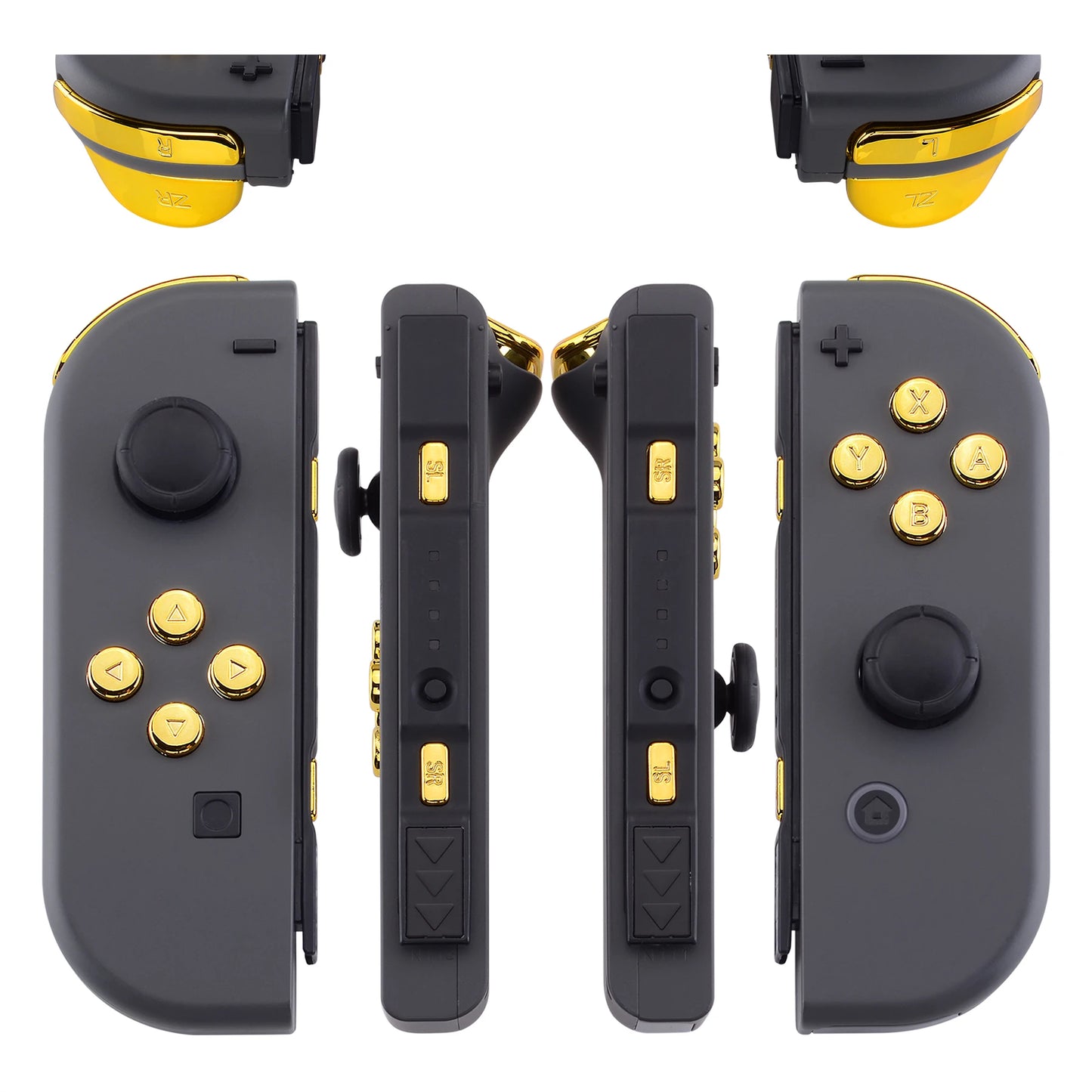 eXtremeRate Full Set Buttons with Tools for Nintendo Switch & OLED JoyCon, Chrome Replacement ABXY SR SL L R ZR ZL Trigger