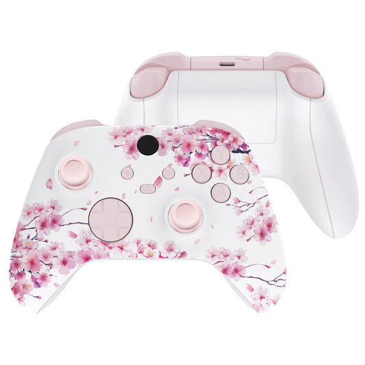 eXtremeRate Full Set Housing Shell Buttons for for Xbox Core Wireless Controller (model 1914) - Cherry Blossom Whisper
