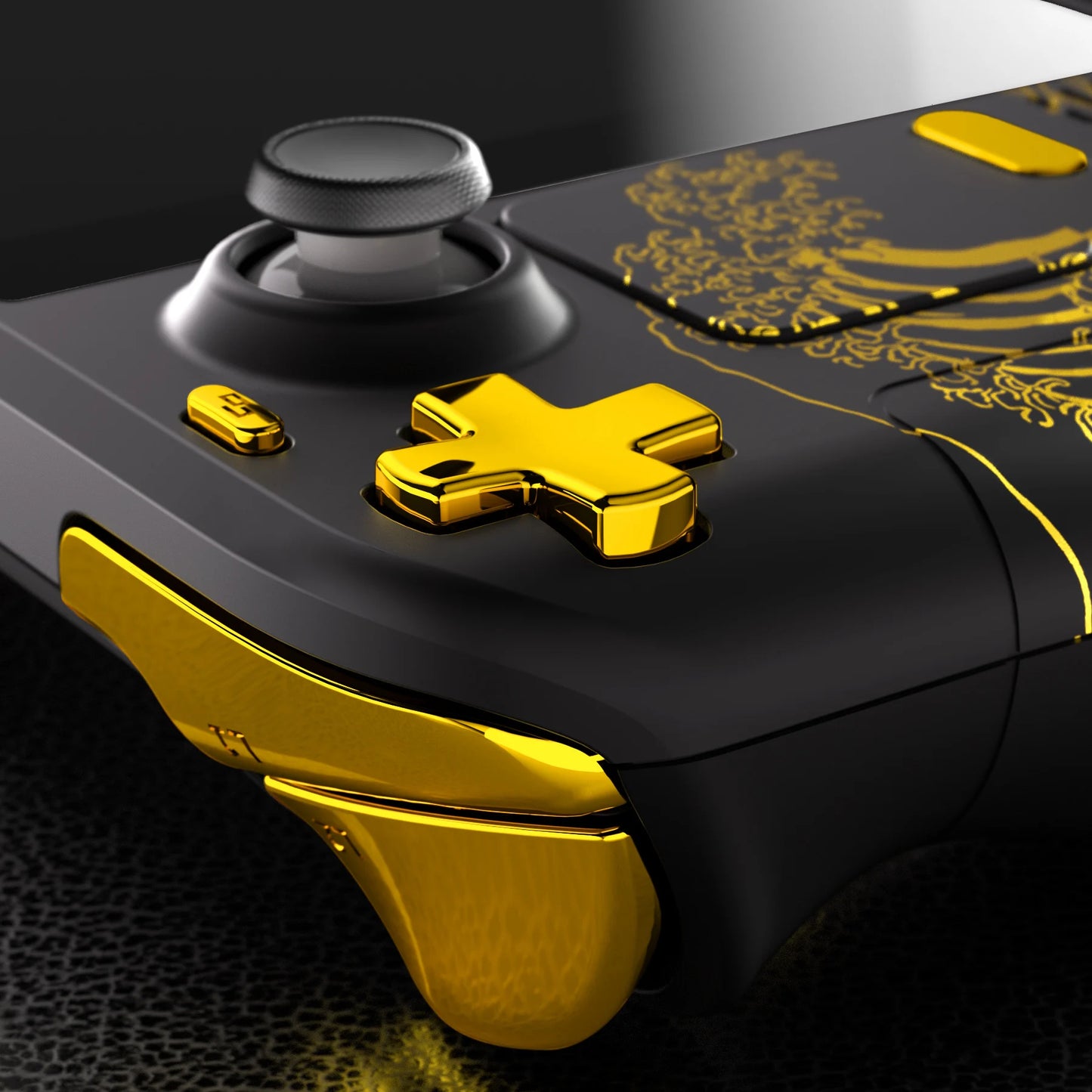 eXtremeRate Replacement Housing Shell Set for Steam Deck LCD, Faceplate Back Plate Shell with Buttons - The Great GOLDEN Wave