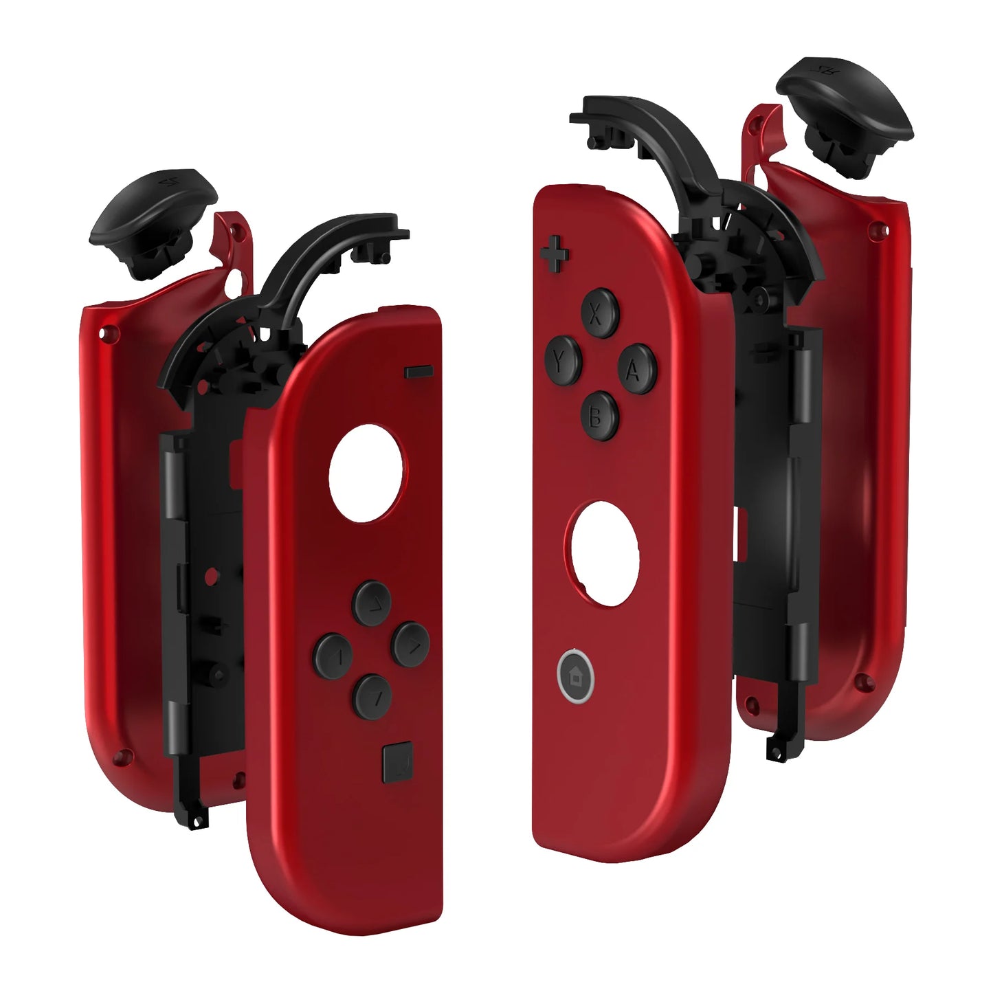 eXtremeRate Replacement Soft Touch Red Housing With Full Set Buttons Custom Shell Case for Nintendo Switch JoyCon & OLED JoyCon