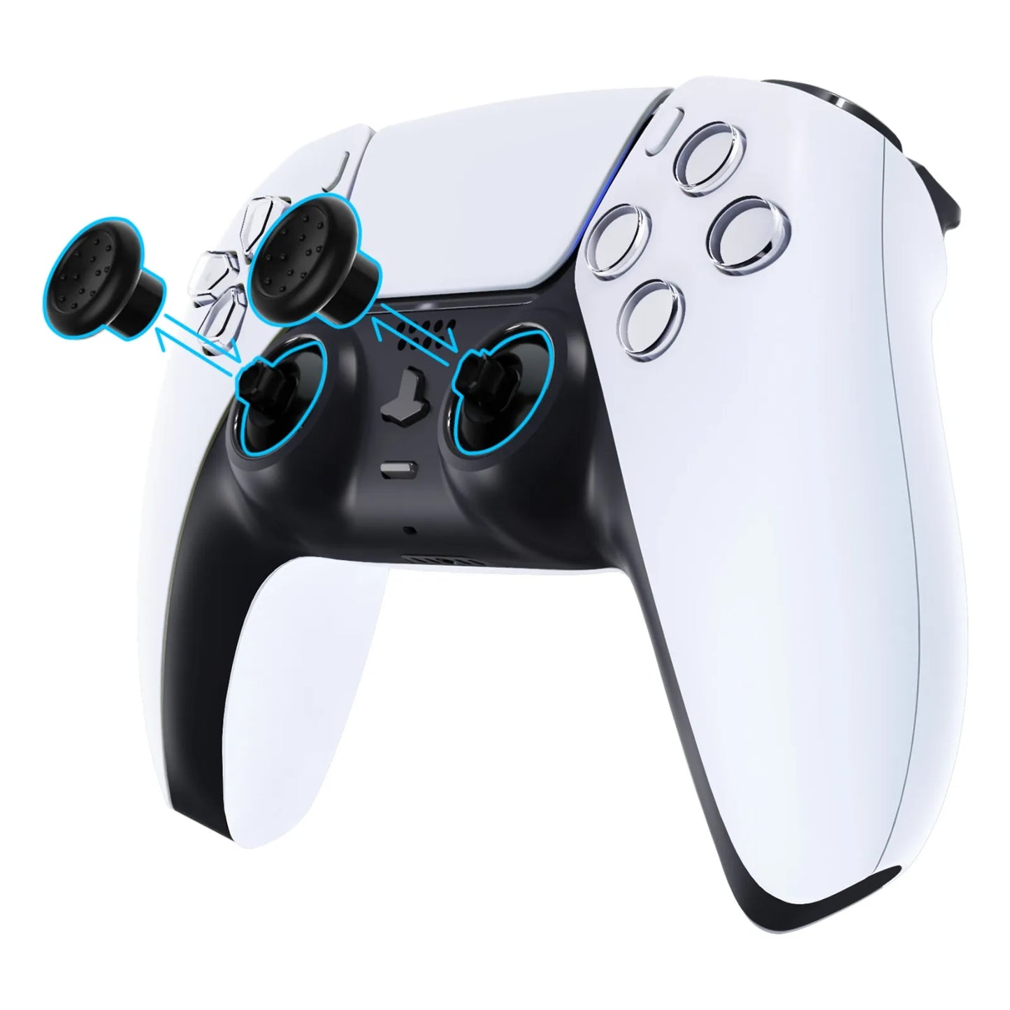 eXtremeRate Black Interchangeable Thumbstick with 3 Grips Adjustable Joystick for PS5 Controller, for PS4 All Model Controller