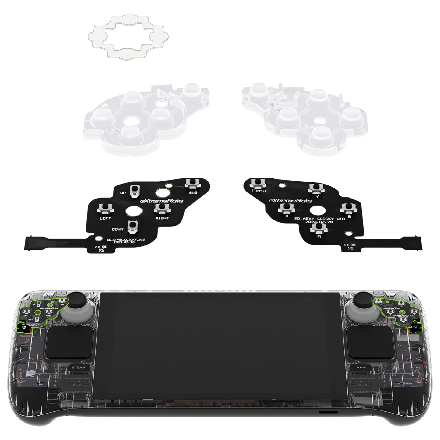 eXtremeRate Face Clicky Kit for Steam Deck LCD Handheld Console, Custom Dpad View A B X Y Menu Keys Face Button Mouse Clicky Kit