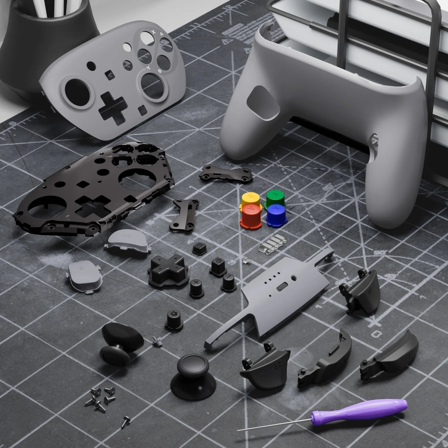 eXtremeRate DIY Replacement Full Set Shell Buttons for Nintendo Switch 2 Pro Controller, Faceplate Rear Bottom Cover