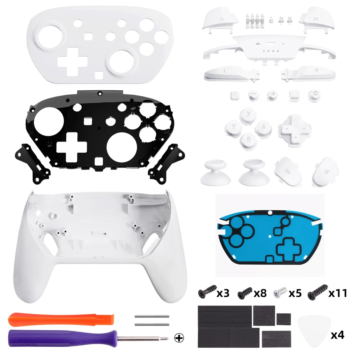 eXtremeRate DIY Replacement Full Set Shell Buttons for Nintendo Switch 2 Pro Controller, Faceplate Rear Bottom Cover