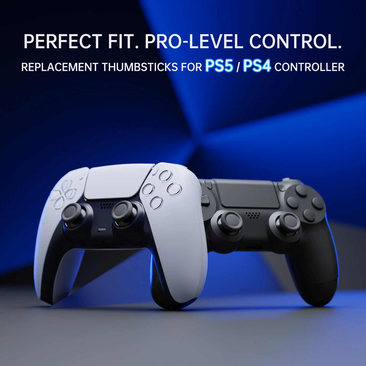 eXtremeRate Black 2 Pairs Universal Replacement Thumbsticks for PS5, for PS4 All Model Controllers, Custom Analog Stick Joystick