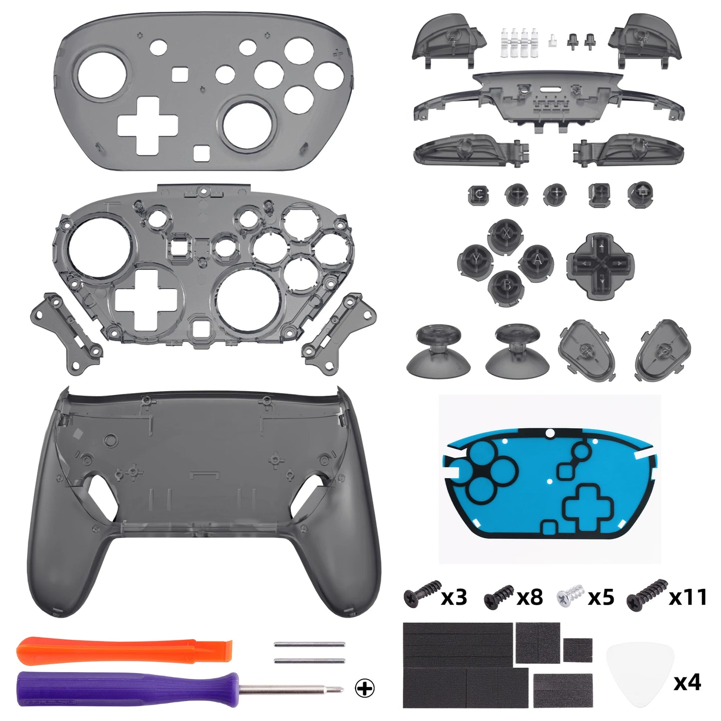 eXtremeRate DIY Replacement Full Set Shell Buttons for Nintendo Switch 2 Pro Controller, Faceplate Rear Bottom Cover