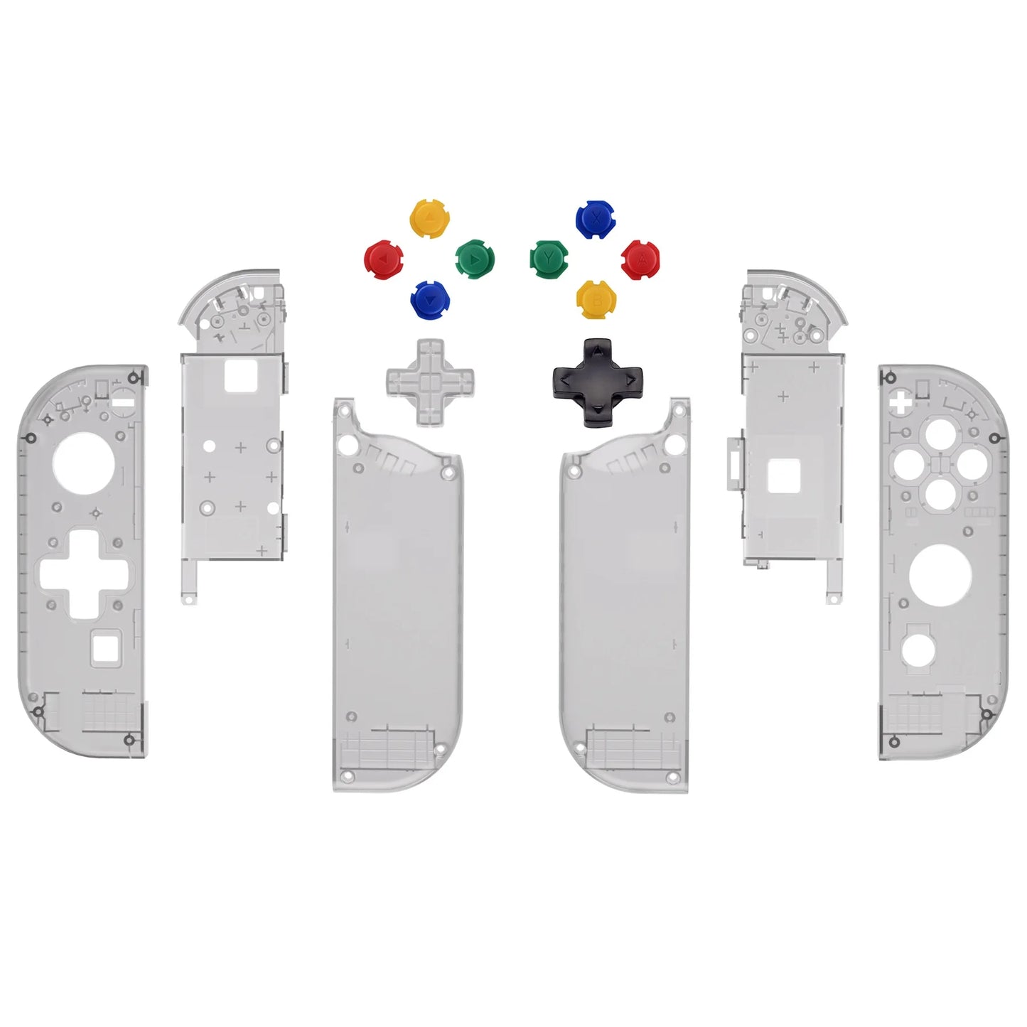 eXtremeRate Switch Gamepad Replacement Case Transparent Shell Cover for Nintend Switch NS JoyCon & NS OLED JoyCon - Clear Black