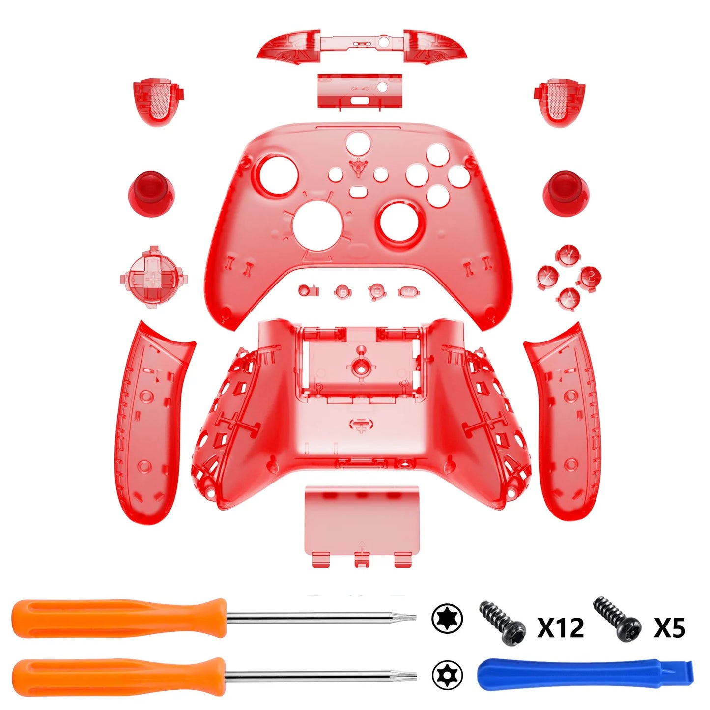 eXtremeRate Replacement Custom Transparent Controller Full Set Housing Shell with Buttons for Xbox Core Wireless Controller
