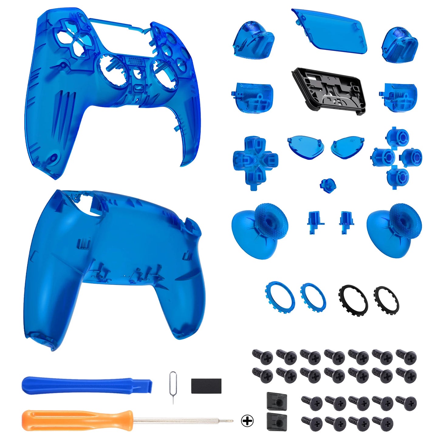 eXtremeRate Luna Redesigned Full Set Housing Shell Buttons Touchpad Cover for ps5 Controller BDM-030/040/050 - Clear Series