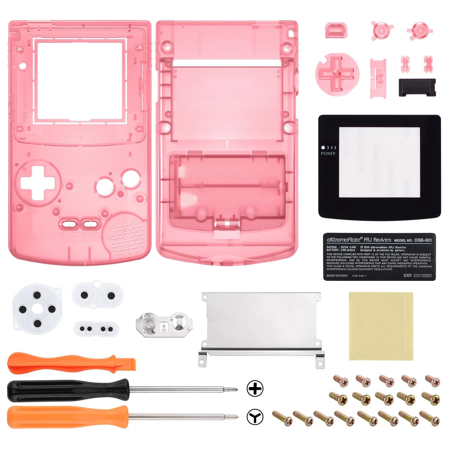 eXtremeRate IPS Ready Upgraded Replacement Shell Full Housing Cover & Buttons for Gameboy Color for GBC - Clear Series