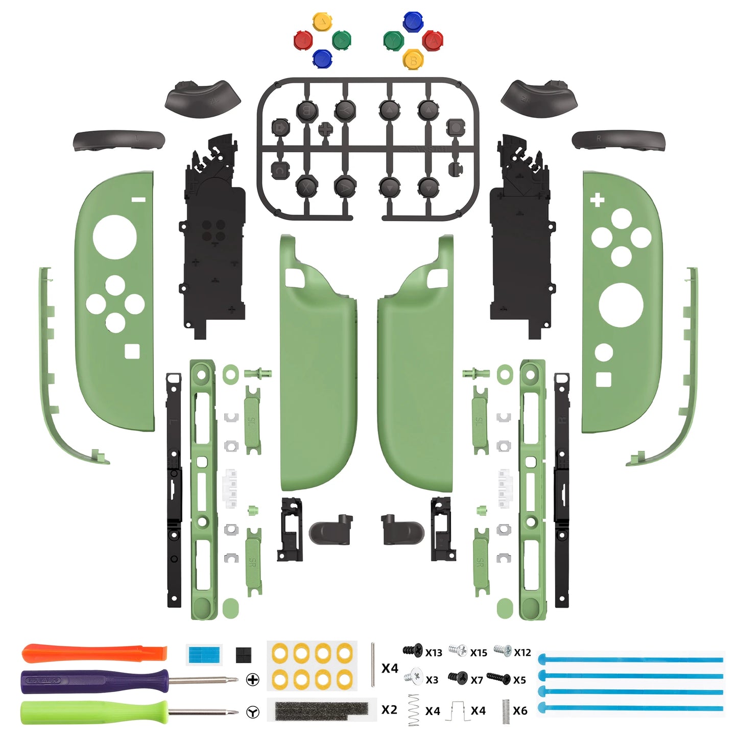 eXtremeRate DIY Replacement Housing Case Buttons for Joycon 2,  Decorative Strips & Middle Bracket & Tools for Nintendo Switch 2