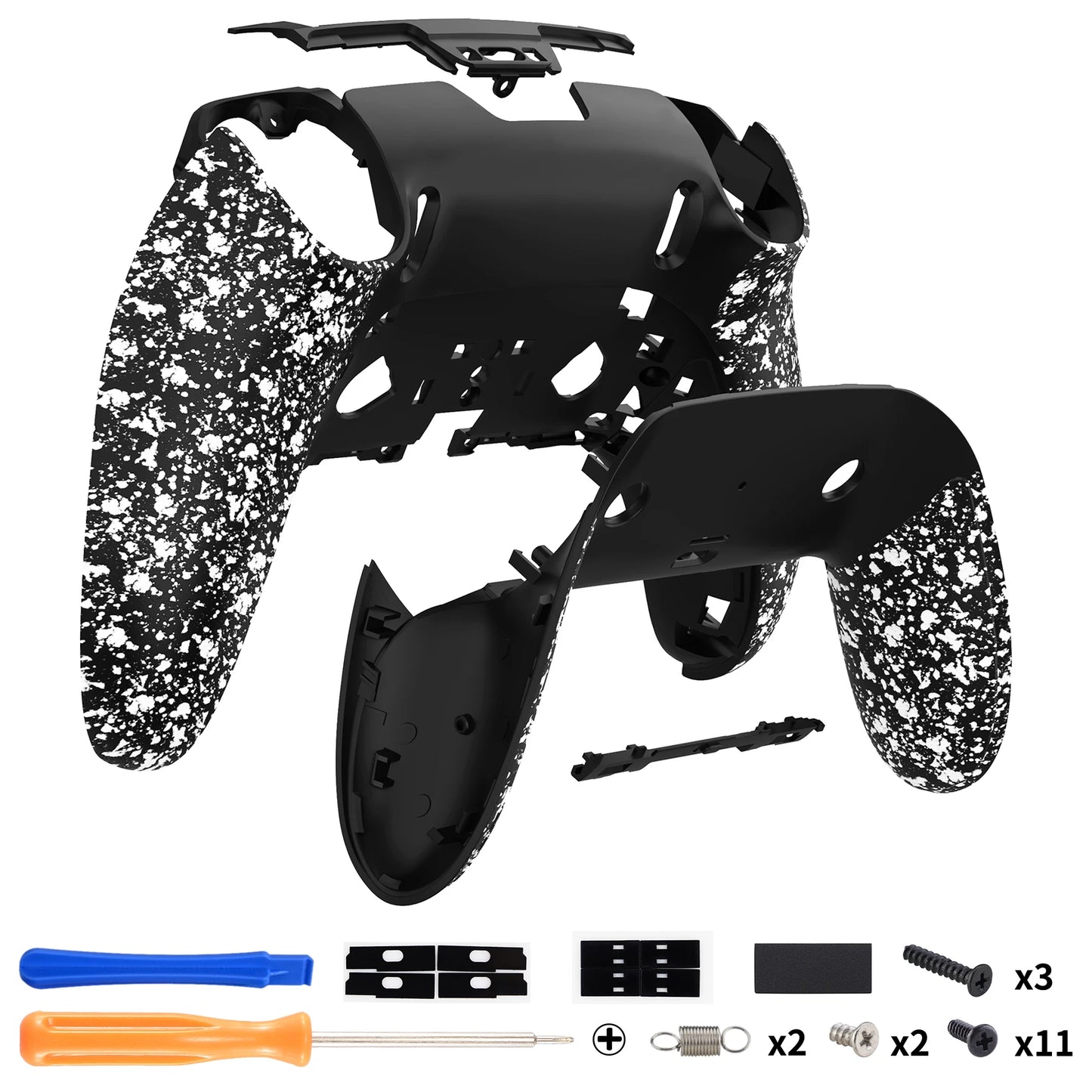 eXtremeRate Replacement Back Housing Bottom Shell & Clip Shell Compatible with ps5 Edge Controller - Textured Black