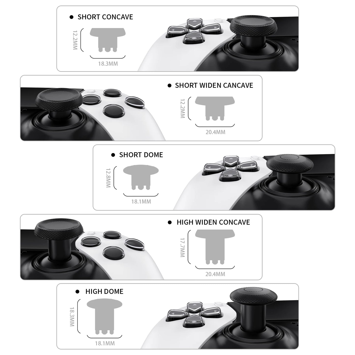 eXtremeRate ThumbsGear Interchangeable Thumbsticks for ps5 Edge Controller, Replacement Analog Thumb Sticks Caps - 6 Colors