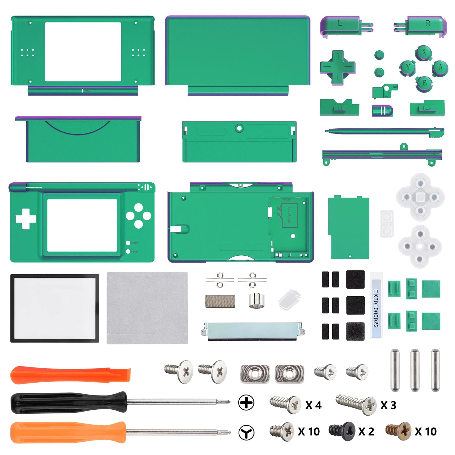 eXtremeRate Replacement Full Housing Shell for Nintendo DS Lite, Case Cover with Buttons, Screen Lens for NDSL - Single Series