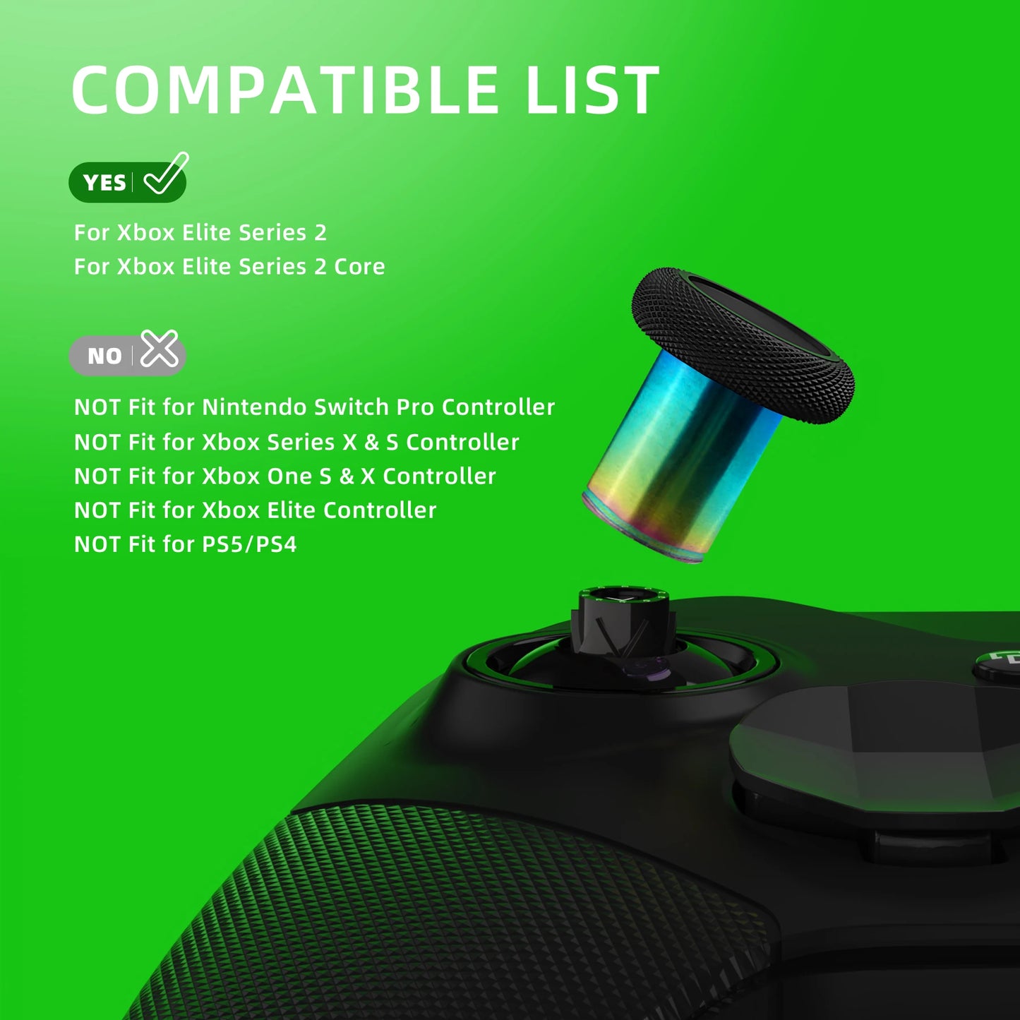 eXtremeRate Analog Stick Joystick Caps for Xbox Elite 2 Core Controller (Model 1797), 6 in 1 Metal Replacement Thumbsticks