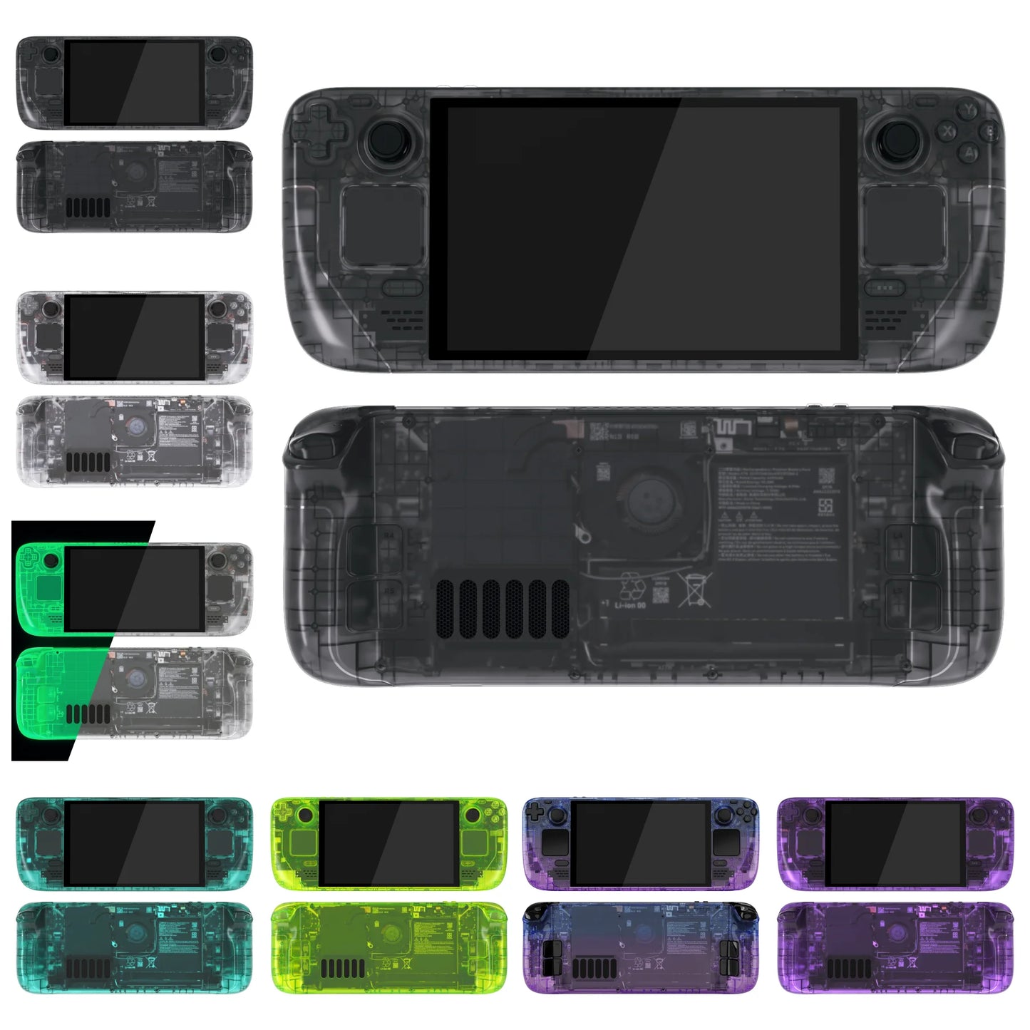 eXtremeRate Replacement Full Set Housing Shell W/Buttons for Steam Deck OLED, Clear DIY Faceplate Back Plate Trackpad Case