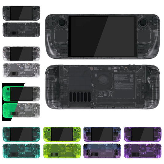 eXtremeRate Replacement Full Set Housing Shell W/Buttons for Steam Deck OLED, Clear DIY Faceplate Back Plate Trackpad Case