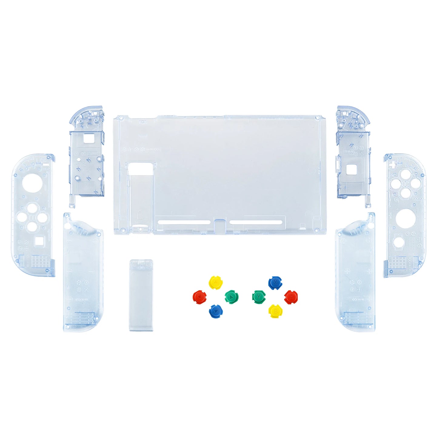 eXtremeRate Transparent Console Back Plate with Controller Housing Shell with Buttons for NS Switch Console & JoyCon