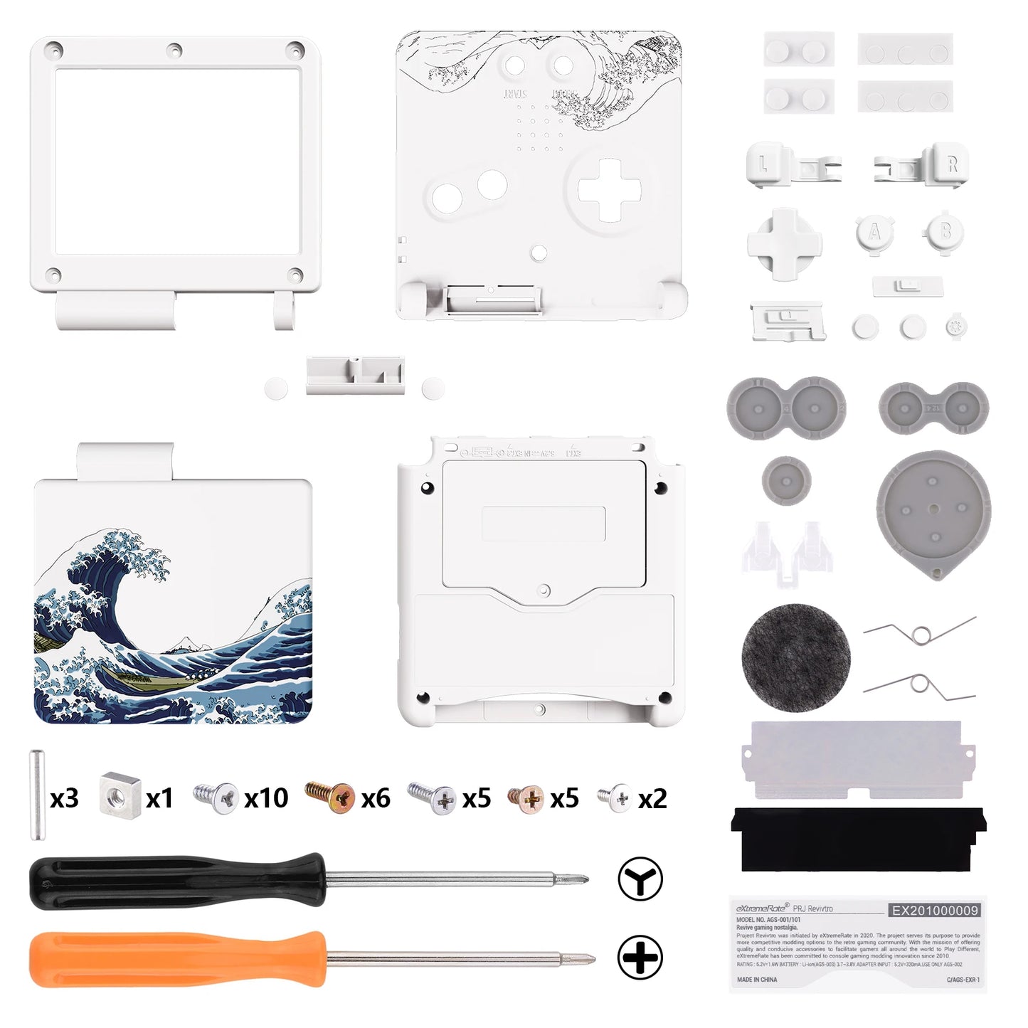 eXtremeRate Replacement Housing Shell for Gameboy Advance SP (GBA SP) - The Great Wave