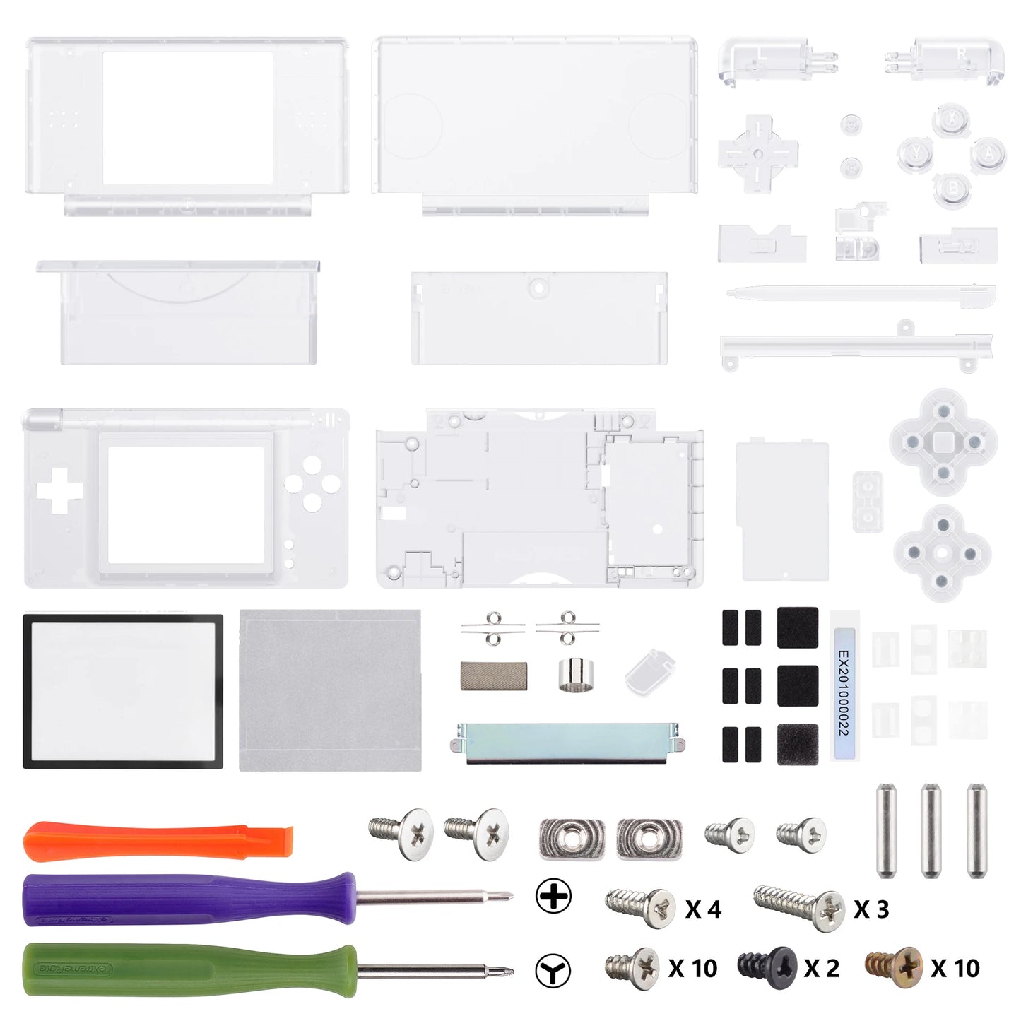 eXtremeRate Replacement Full Housing Shell for Nintendo DS Lite, Custom Case Cover Button Screen Len for NDSL - Clear Series