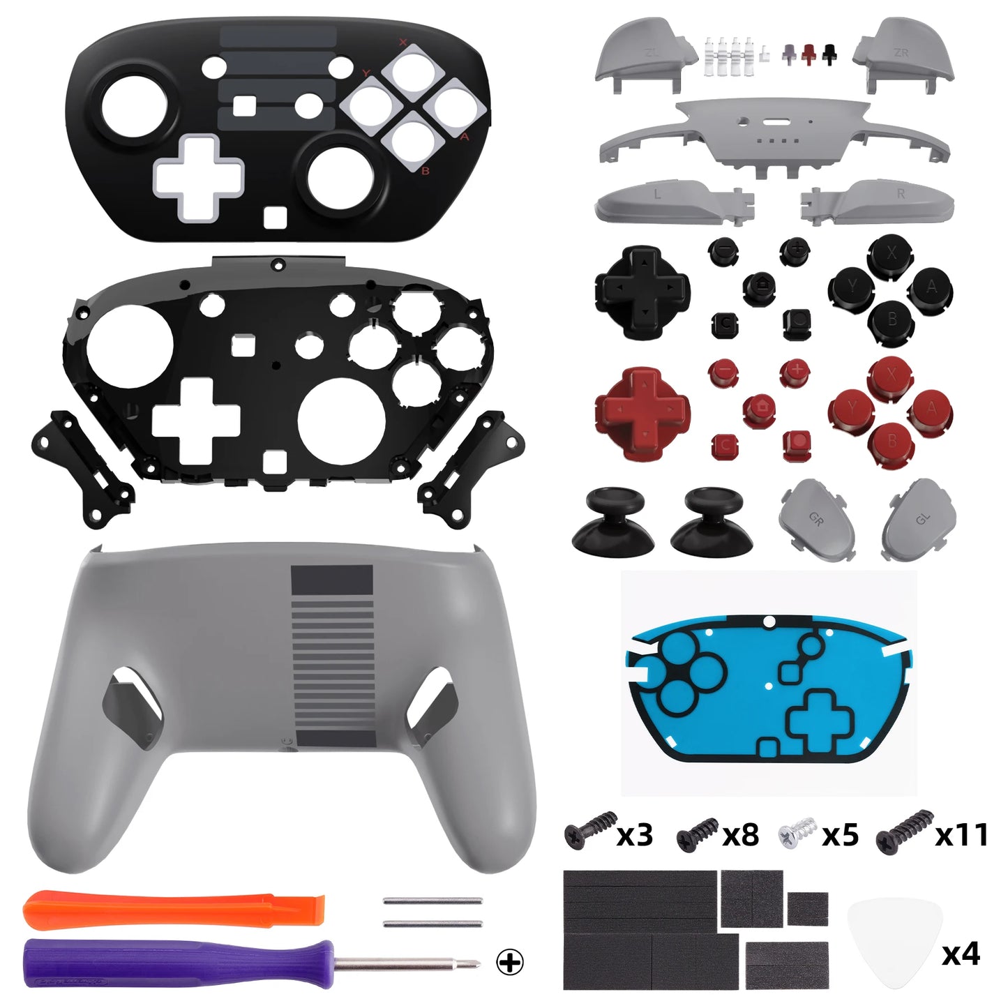 eXtremeRate DIY Replacement Full Set Shell Buttons for Nintendo Switch 2 Pro Controller, Faceplate Rear Bottom Cover